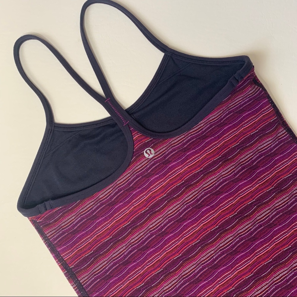 Lululemon Y power tank purple orange stripe size 4